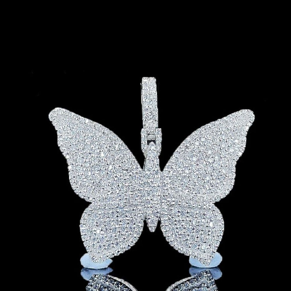 Iced Out VVS1 Moissanite Diamond Butterfly Hip Hop Pendant