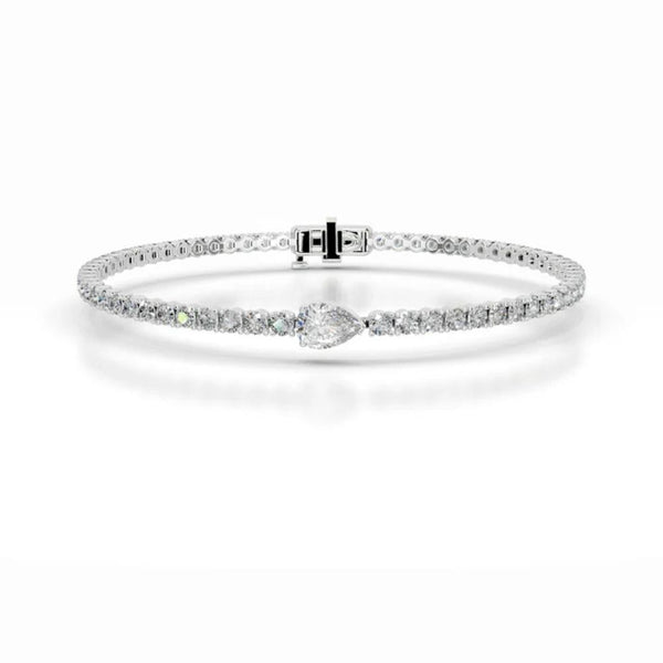 Pear & Round Cut Moissanite Tennis Bracelet For Birthday Gift