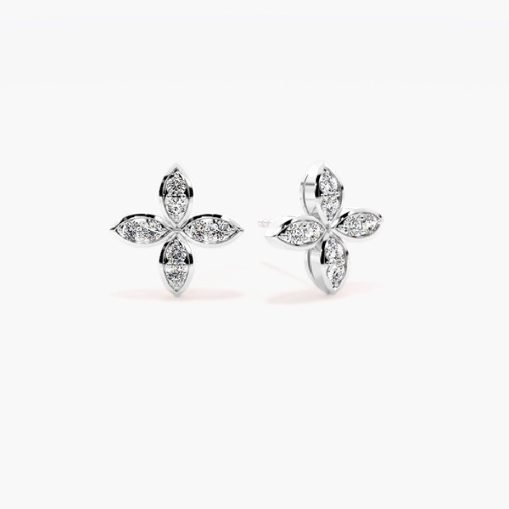 Moissanite Round Cut Pave Set Stud Earring For Her
