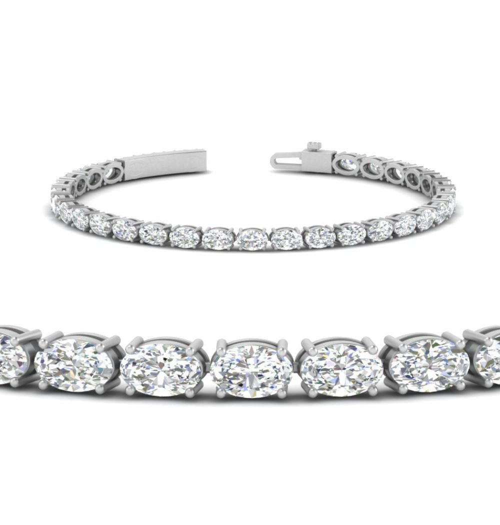 Moissanite Oval Cut Tennis Bracelet For Anniversary Gift