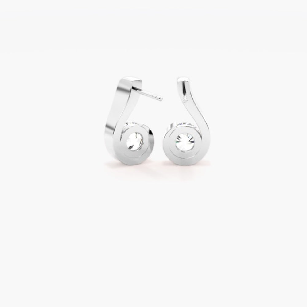 Colorless Moissanite Round Cut Solitaire Earring