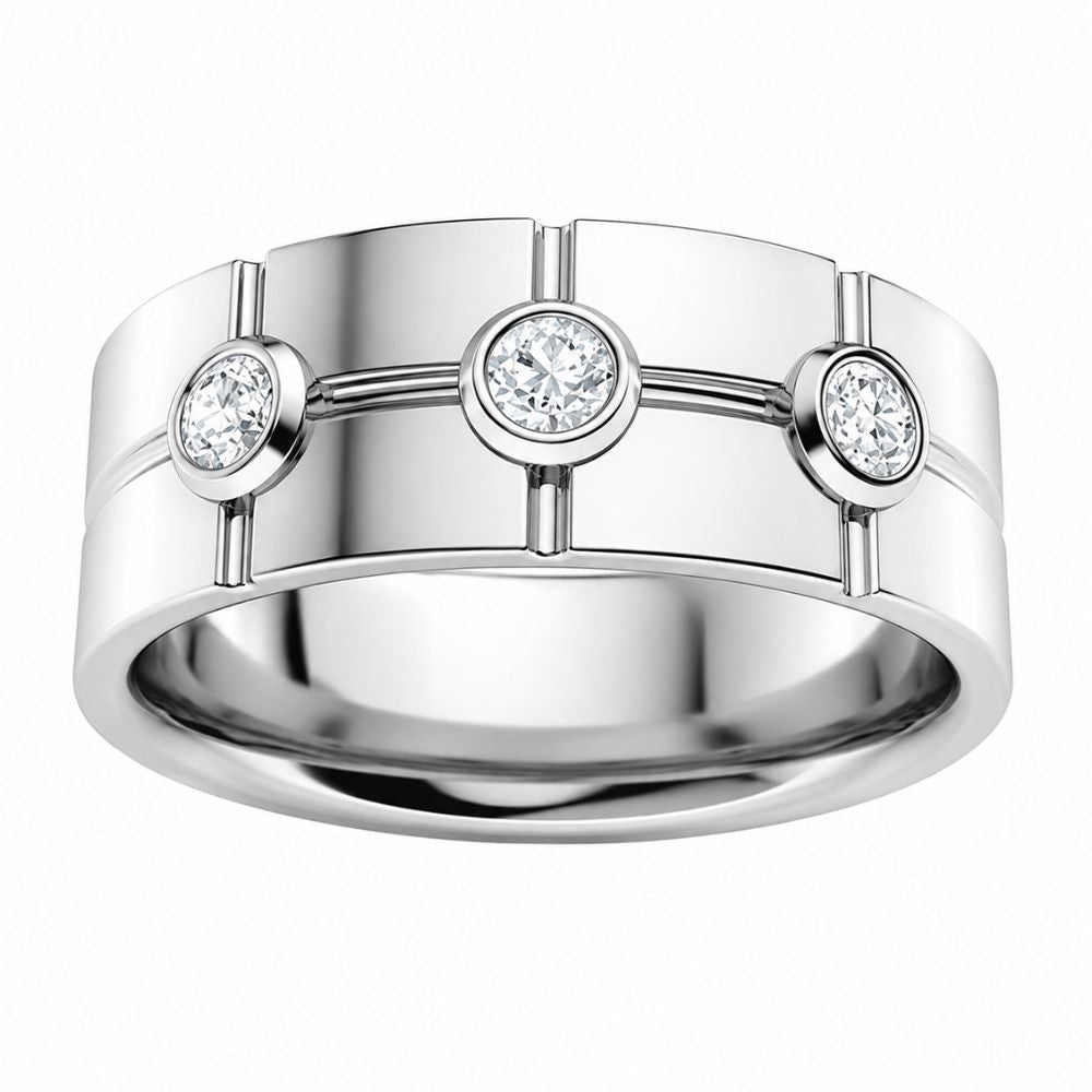 Round Cut Bezel Set Lab Grown Diamond Promise Band