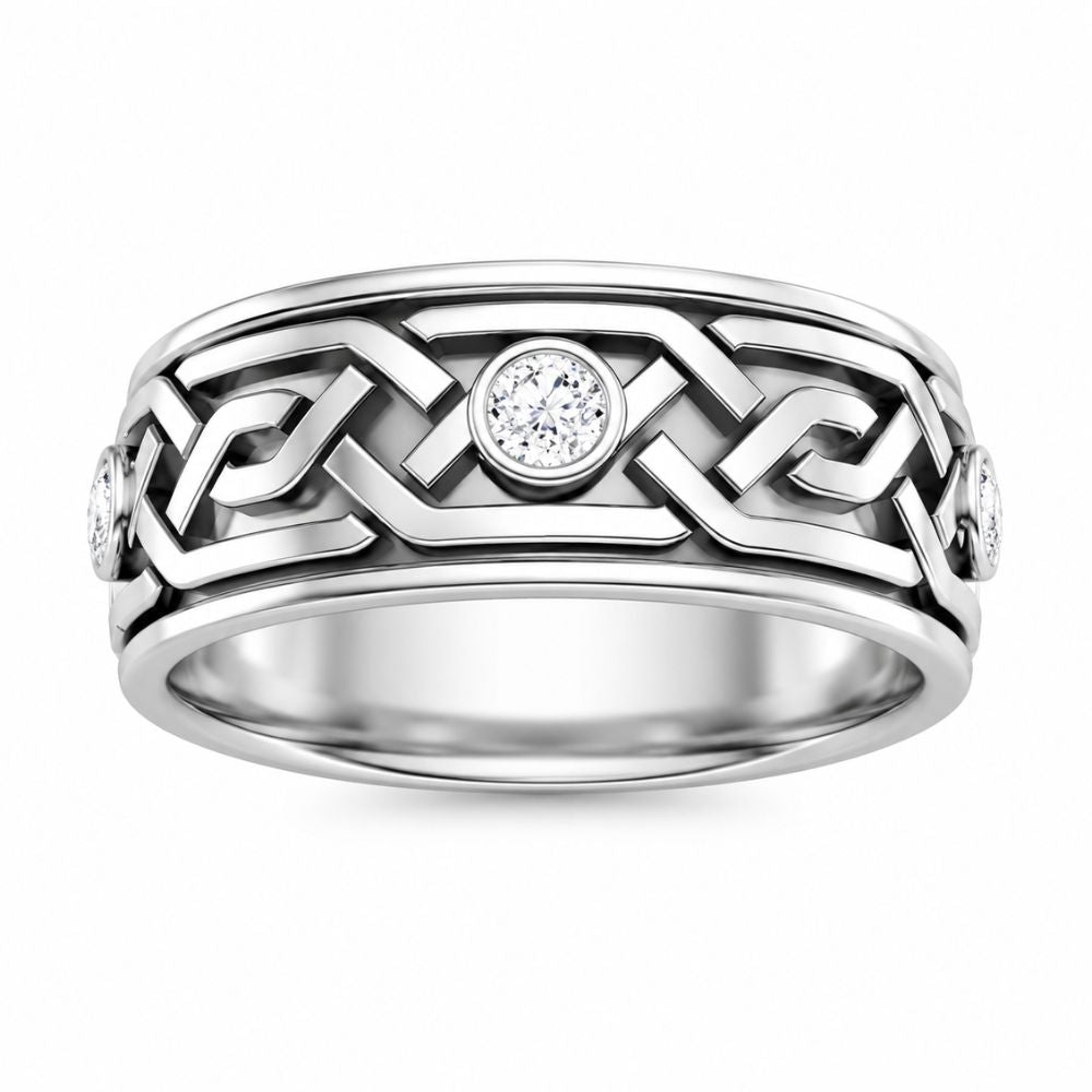 Lab Grown Diamond Round Cut Bezel Set Men's Band