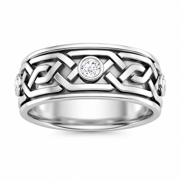 Lab Grown Diamond Round Cut Bezel Set Men's Band