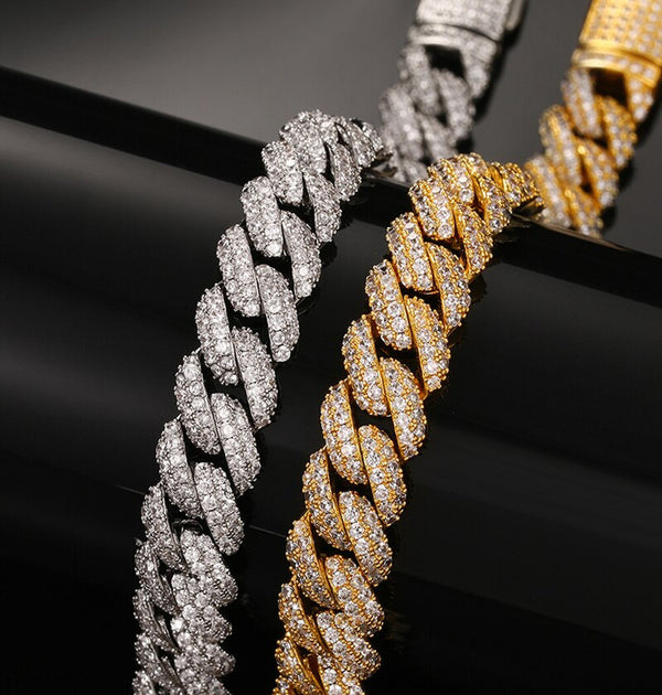 Colorless Moissanite  Iced Out Cuban Link Bracelet