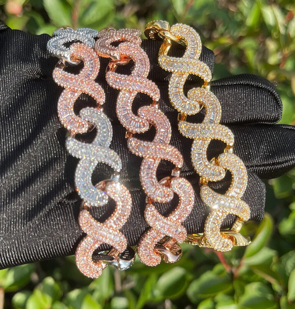 Iced Out Moissanite Infinity Link Hip Hop Bracelet
