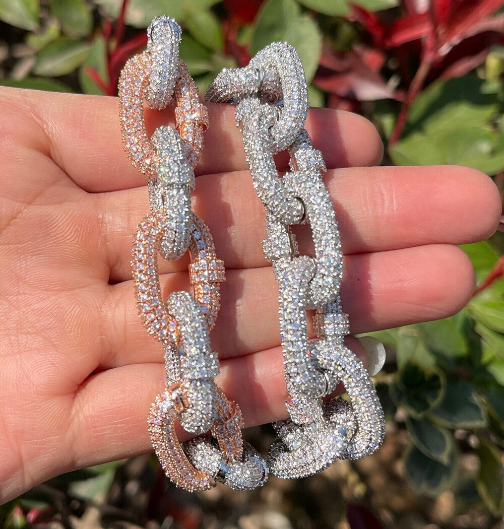 Round Cut Moissanite Rolo Link Iced Hip Hop Bracelet