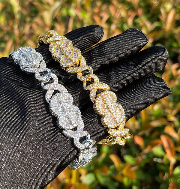 Dollar Sign Iced Out Colorless Moissanite Hip Hop Bracelet