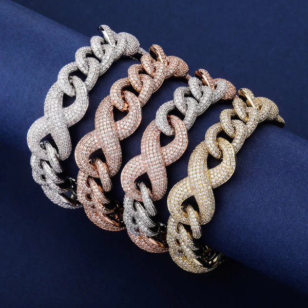 Iced Out Moissanite Infinity Link Bracelet For Men's
