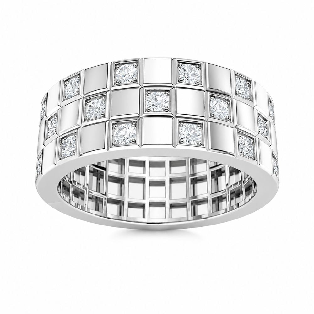 Round Cut Lab Grown Diamond Prong Setting Wedding Band