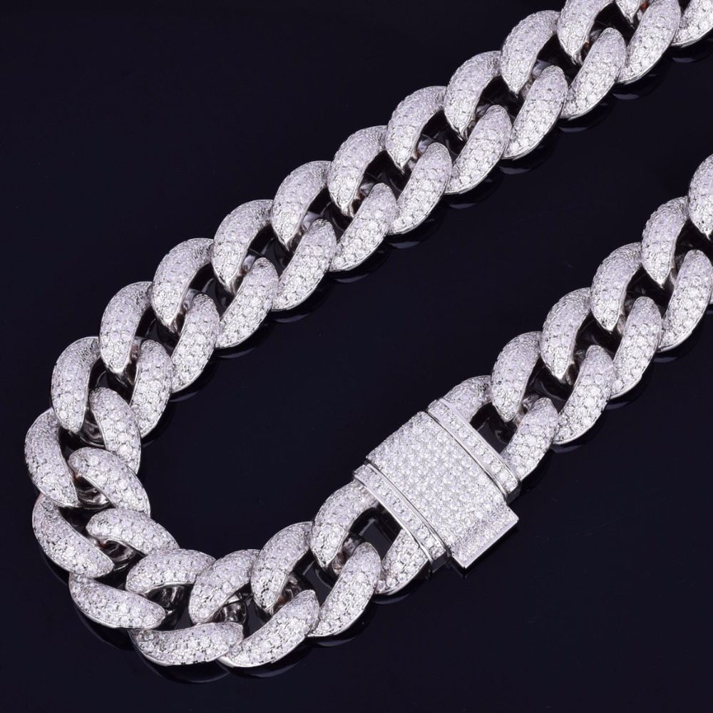Lab Grown Diamond Round Cut Miami Link Chain For Men