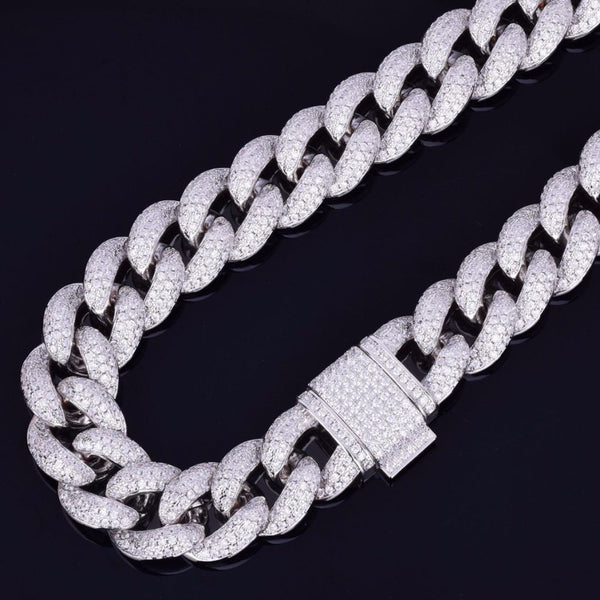 Lab Grown Diamond Round Cut Miami Link Chain For Men