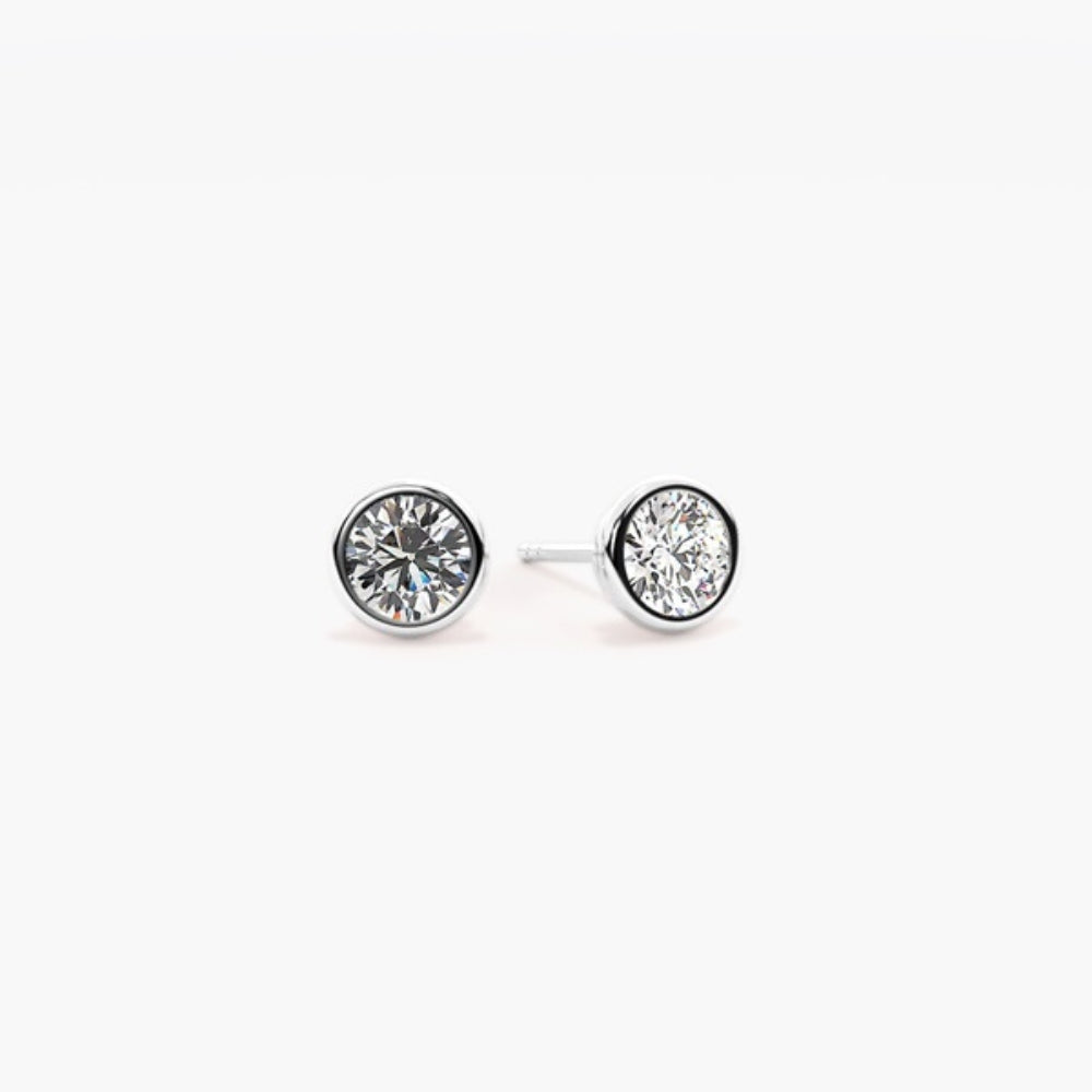 VVS1 Round Cut Bezel Set Moissanite Earring For Women