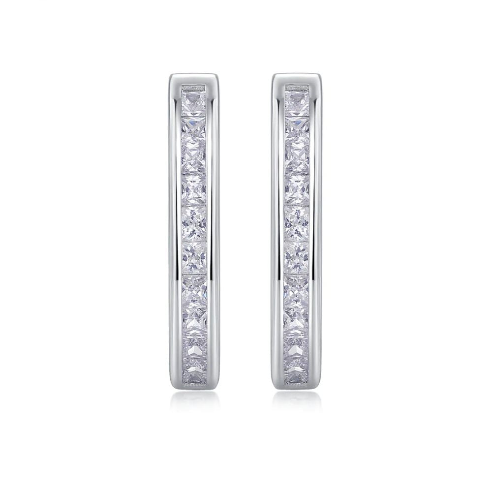 Princess Cut Moissanite Hoop Earrings  For Women's