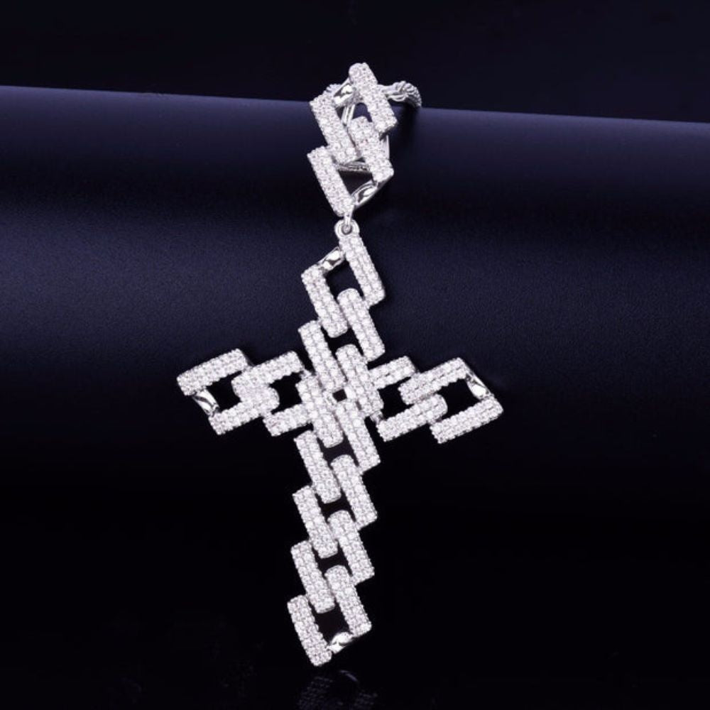 Lab Grown Diamond Round Cut Cross Hip Hop Pendant