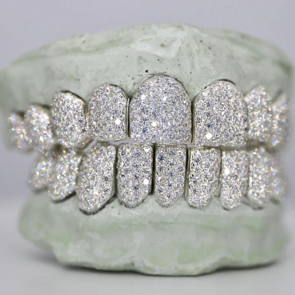 Colorless Moissanite Iced Out Grillz For Him