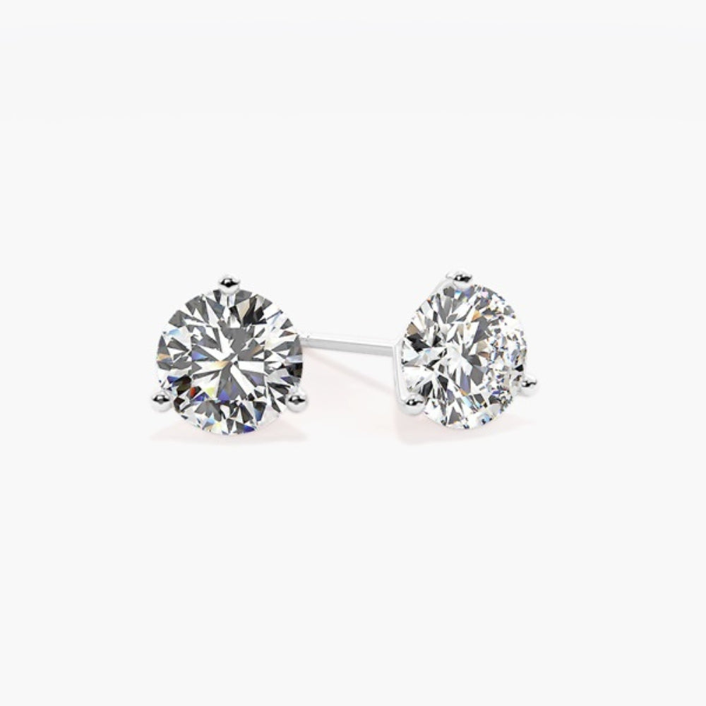 Colorless Moissanite Round Cut Solitaire Earring