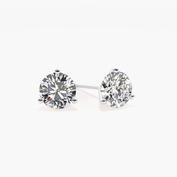 Colorless Moissanite Round Cut Solitaire Earring