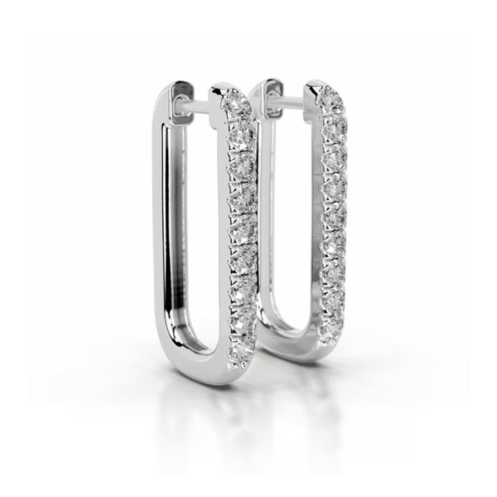 Round Cut Moissanite  Pave Set Classic Hoop Earrings