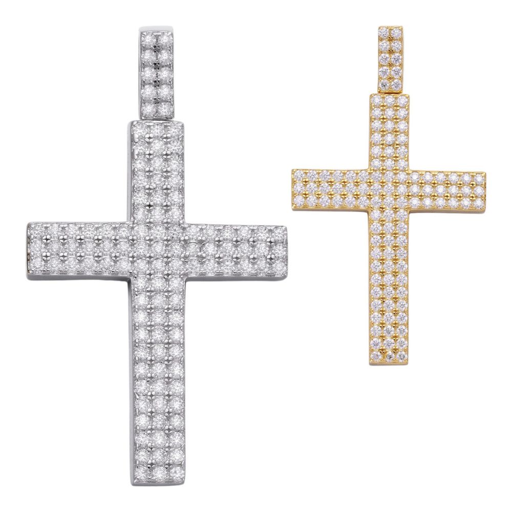 Cross Iced Out Moissanite Hip Hop Pendant For Men's