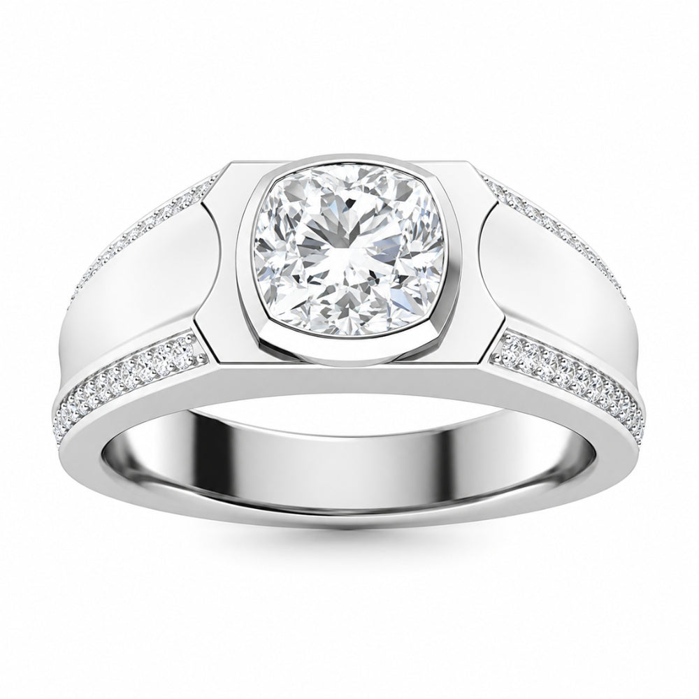Cushion Cut Lab Grown Diamond Pave Set Engagement Ring