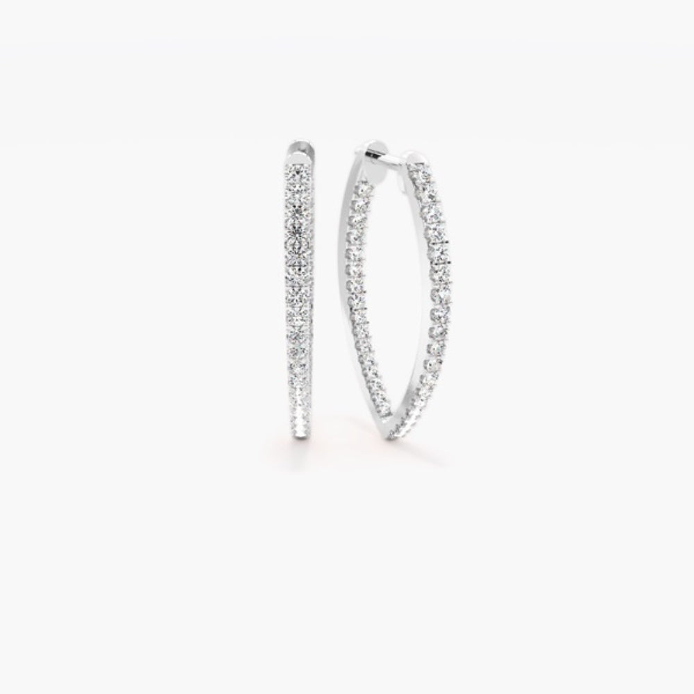 VVS1 Moissanite Round Cut Pave Set Hoop Earrings