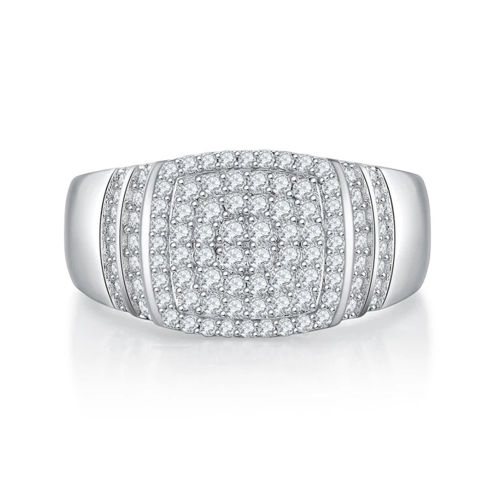 Lab Grown Diamond Round Cut Micro Pave Set Men's Ring For Birthday Gift