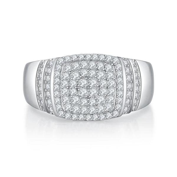 Lab Grown Diamond Round Cut Micro Pave Set Men's Ring For Birthday Gift