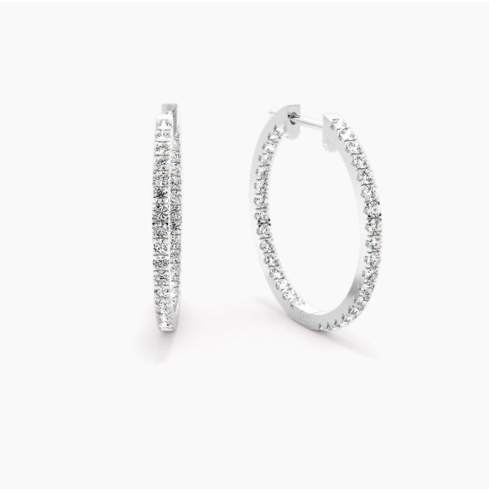 Round Cut Moissanite Pave Set Hoop Earrings For Women