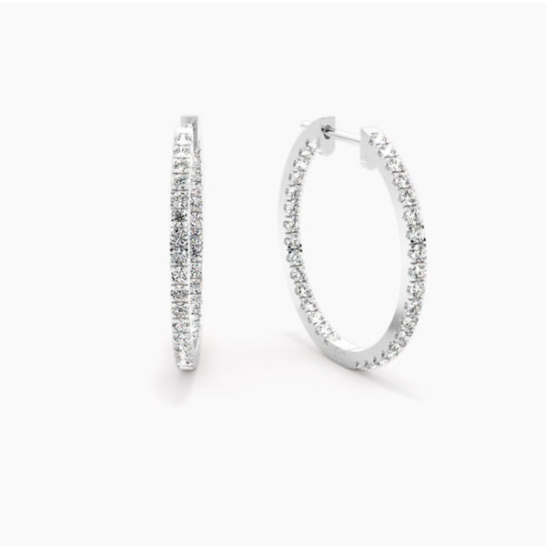 Round Cut Moissanite Pave Set Hoop Earrings For Women