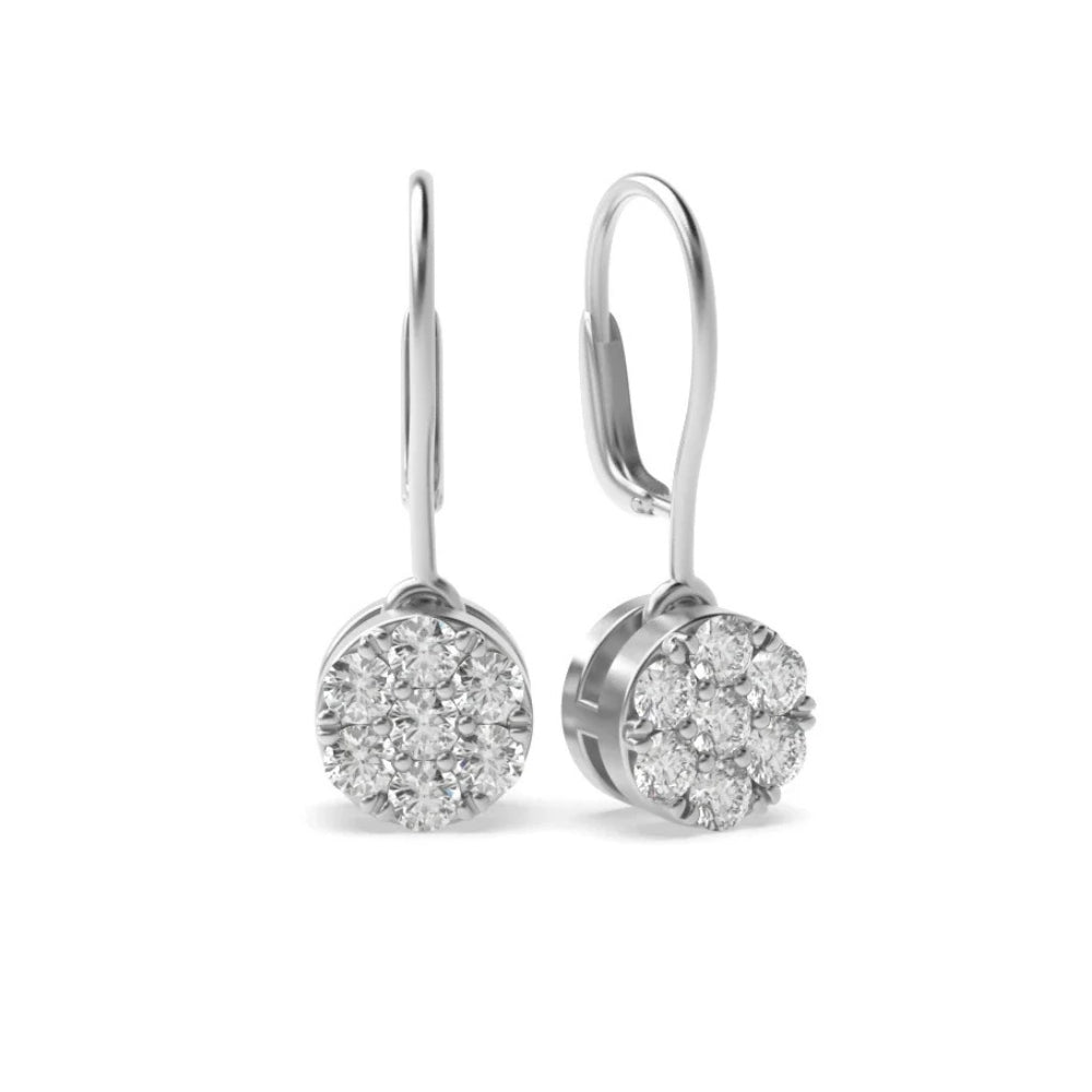 Round Brilliant Cut Moissanite Cluster Drop Earrings