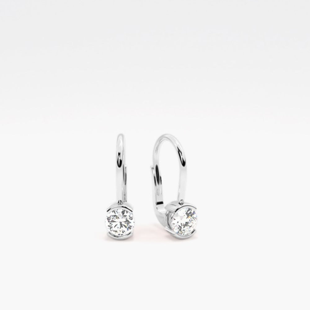 Round Cut Colorless Moissanite Hoop Earrings For Women