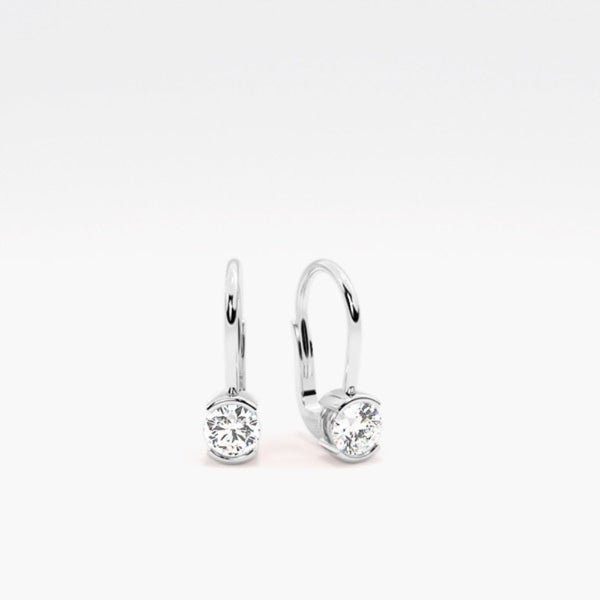 Round Cut Colorless Moissanite Hoop Earrings For Women