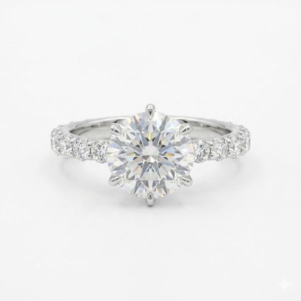 Round Cut Pave Set Lab Grown Diamond Engagement Ring