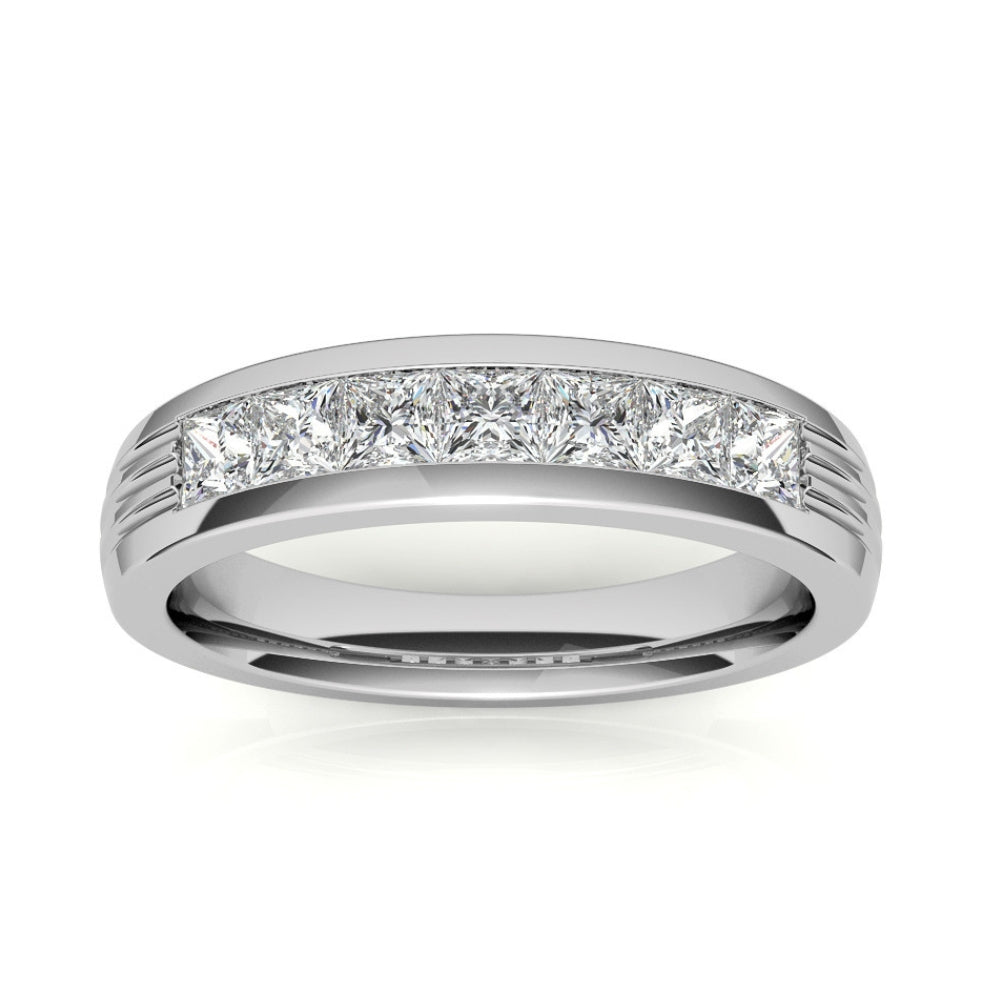 Princess Cut Channel Set Lab Grown Diamond Wedding Band