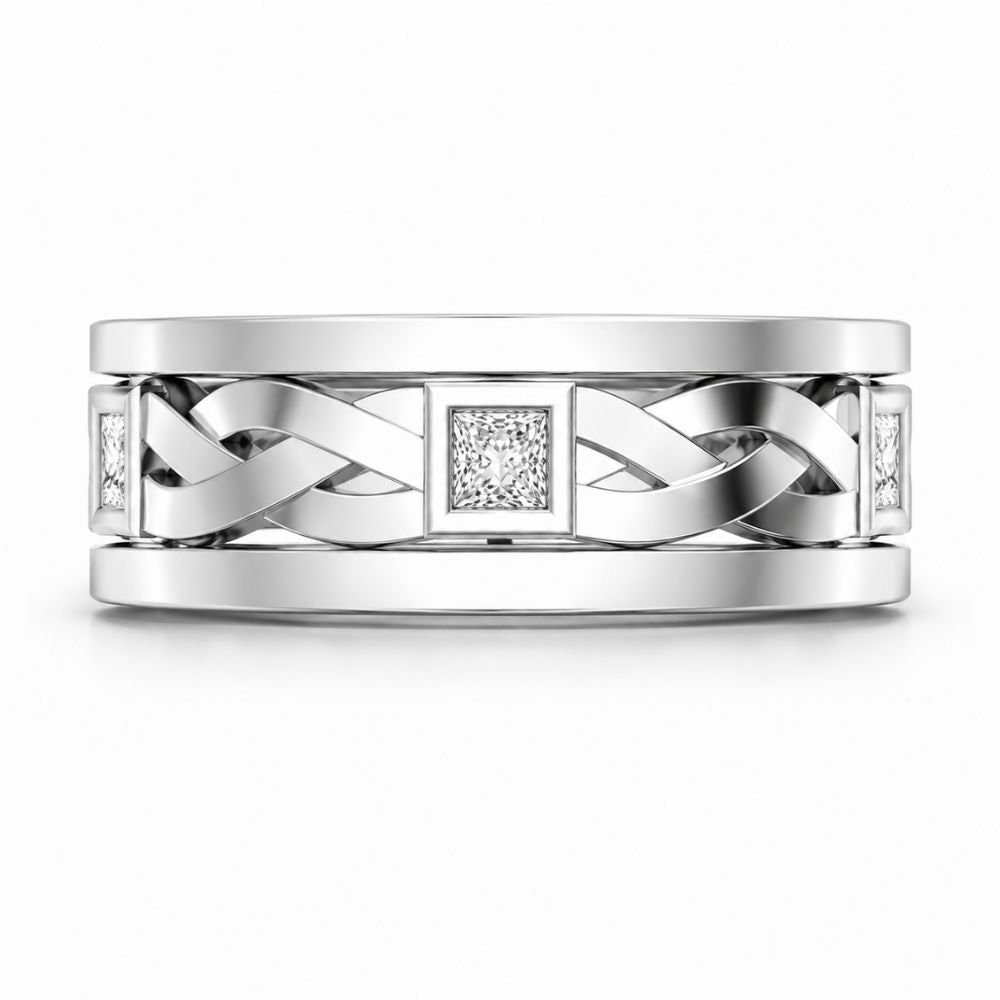 Lab Grown Diamond Princess Cut Art Deco Band For Men