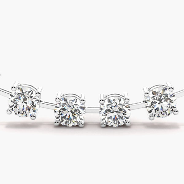 Round Cut Moissanite Four Stone Distance Pave Set Pendant