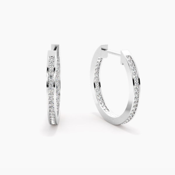 Moissanite Round Cut Pave Set Hoop Earrings
