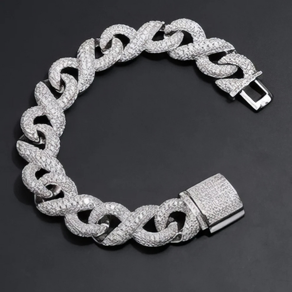 Infinity Link Iced Out Moissanite Rapper Style Hip Hop Bracelets
