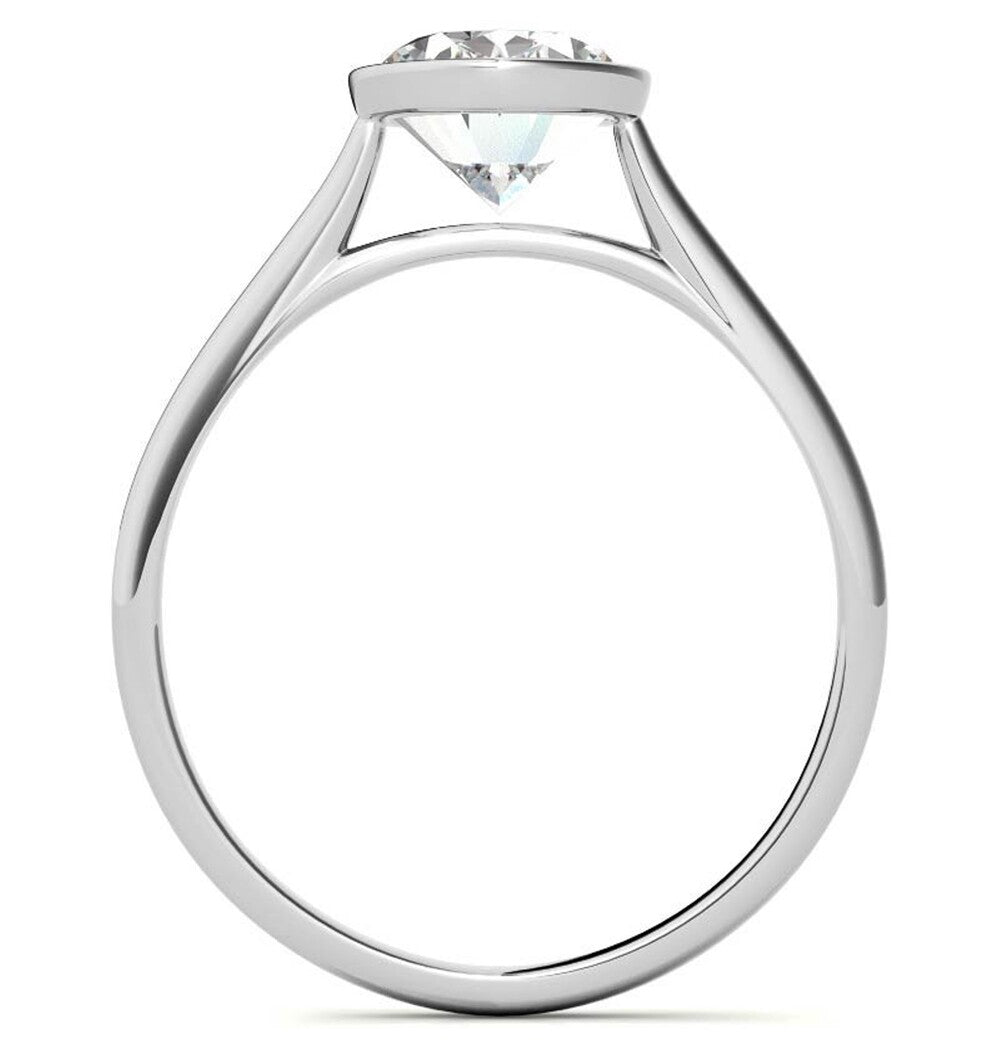 Oval Cut Bezel Set Moissanite Solitaire Engagement Ring