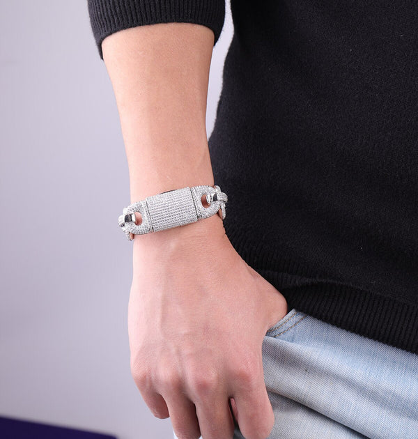 Colorless Moissanite Iced Out Men's Hip Hop Bracelet