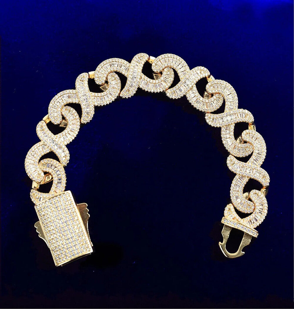 Iced Out Moissanite Infinity Link Hip Hop Bracelet