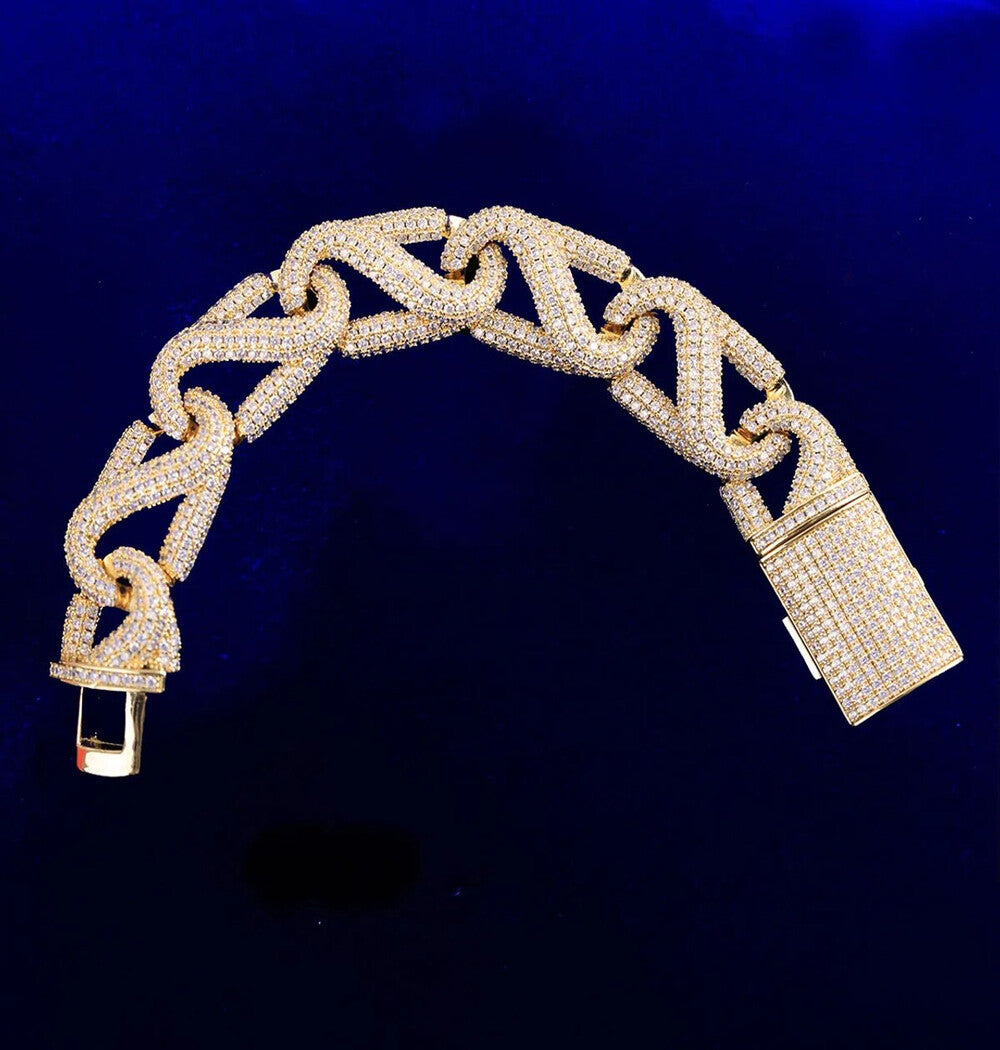 Round Cut Moissanite Iced Out Hip Hop Bracelet For Men's