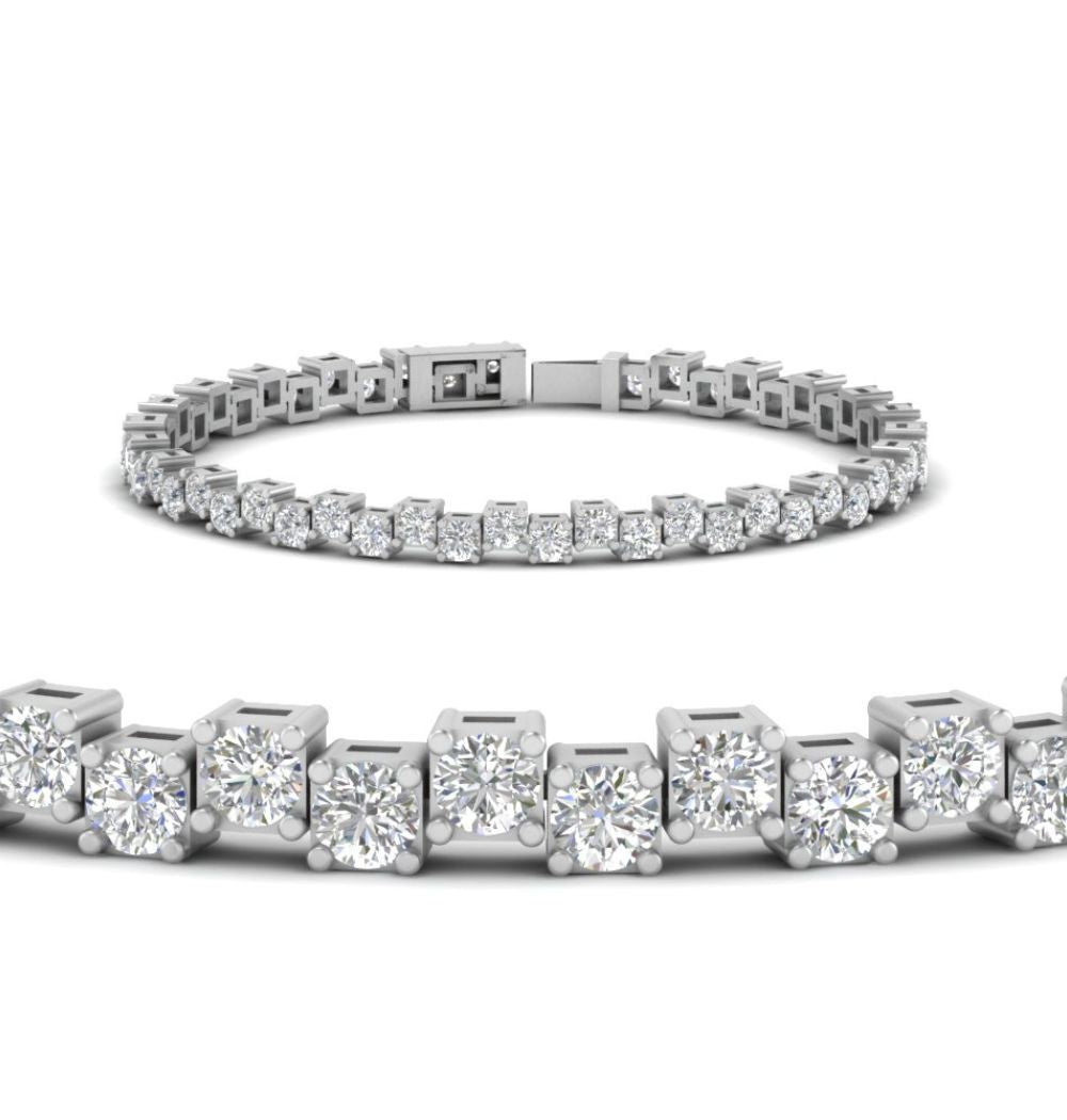 Round Cut Colorless  Moissanite Women's Bracelet