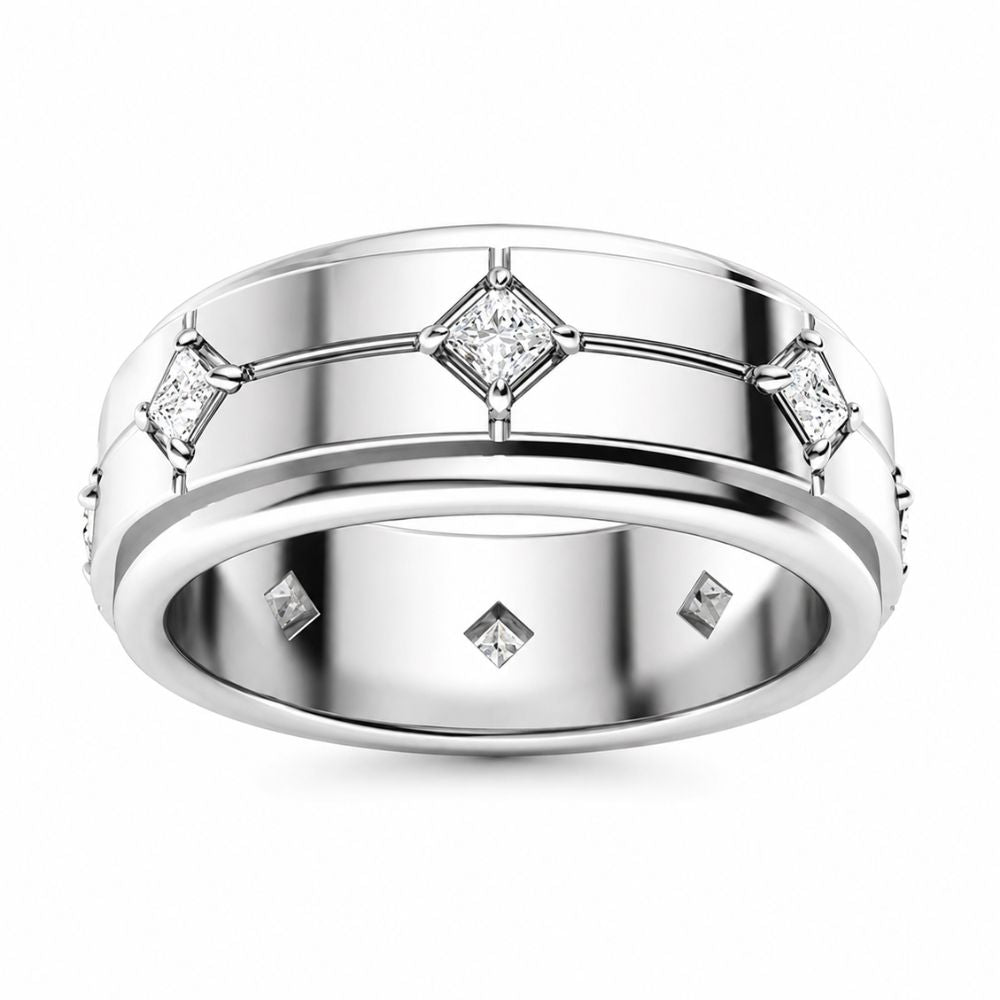 Princess Cut Lab Grown Diamond Classic Wedding Band For Men