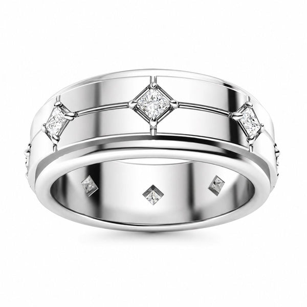 Princess Cut Lab Grown Diamond Classic Wedding Band For Men