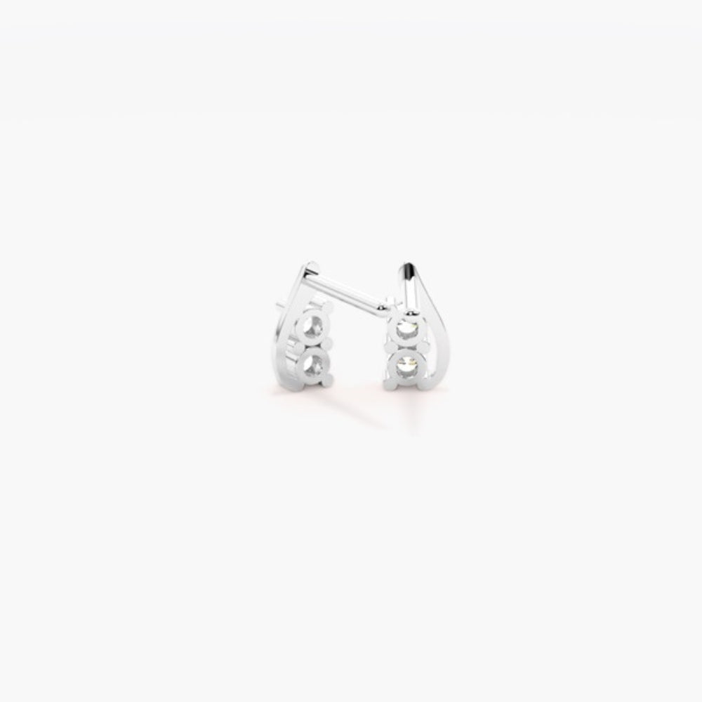 Moissanite Round Cut Two Stone Stud Earring