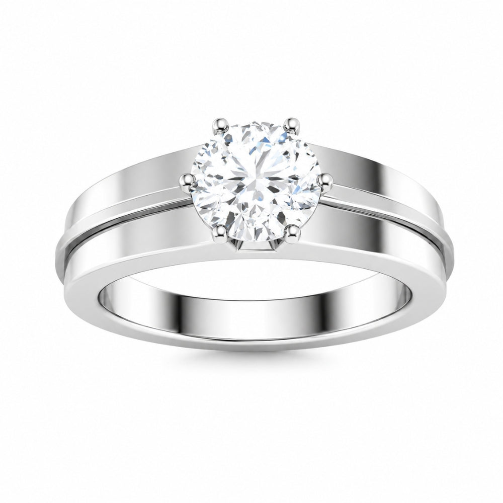 Round Cut Lab Grown Diamond Six Prong Solitaire Engagement Ring