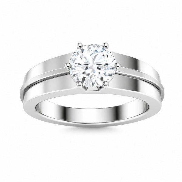 Round Cut Lab Grown Diamond Six Prong Solitaire Engagement Ring