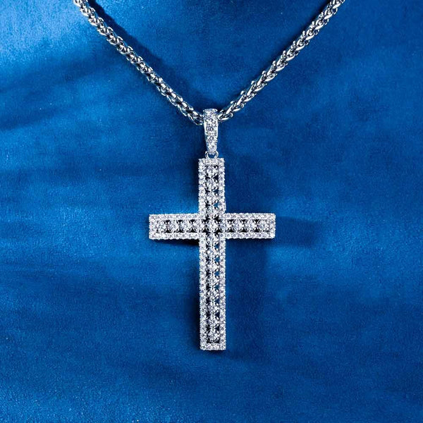 Moissanite Round Cut Hip Hop Style Cross Pendant